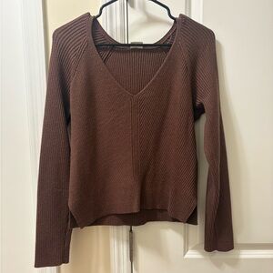 Abercrombie&Fitch Brown Ribbed V-Neck Sweater